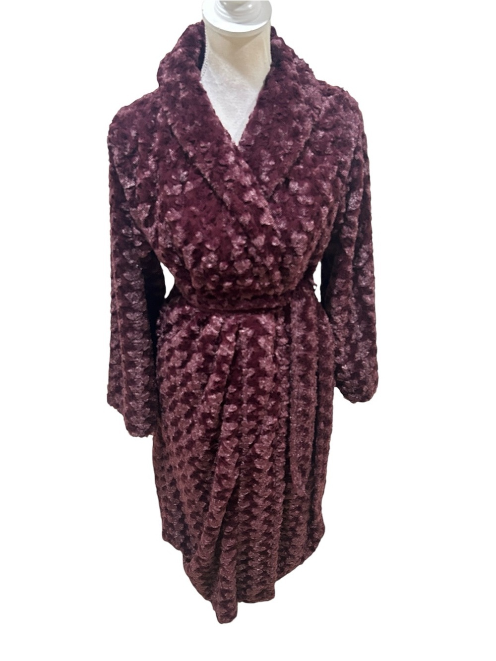 Nwot Nordstrom Plush Supersoft Shawl-Collar full length Robe Burgundy size small